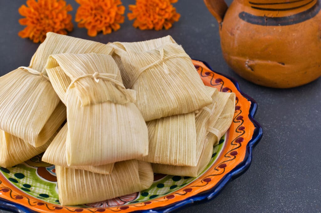 Tamales served on Dia de los Muertos